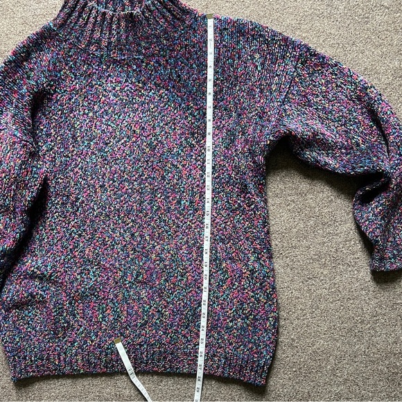 VTG 90s Express Tricot Multicolor Chenille Mock Neck Wool Blend Sweater Size Med - Picture 10 of 16